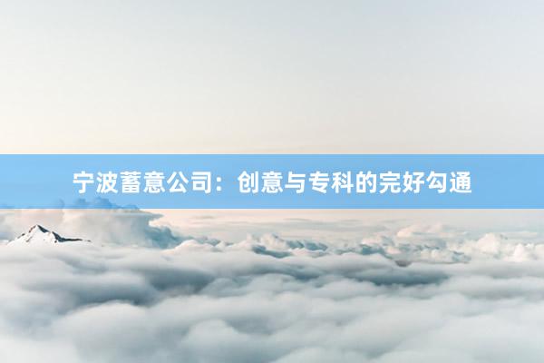 宁波蓄意公司：创意与专科的完好勾通